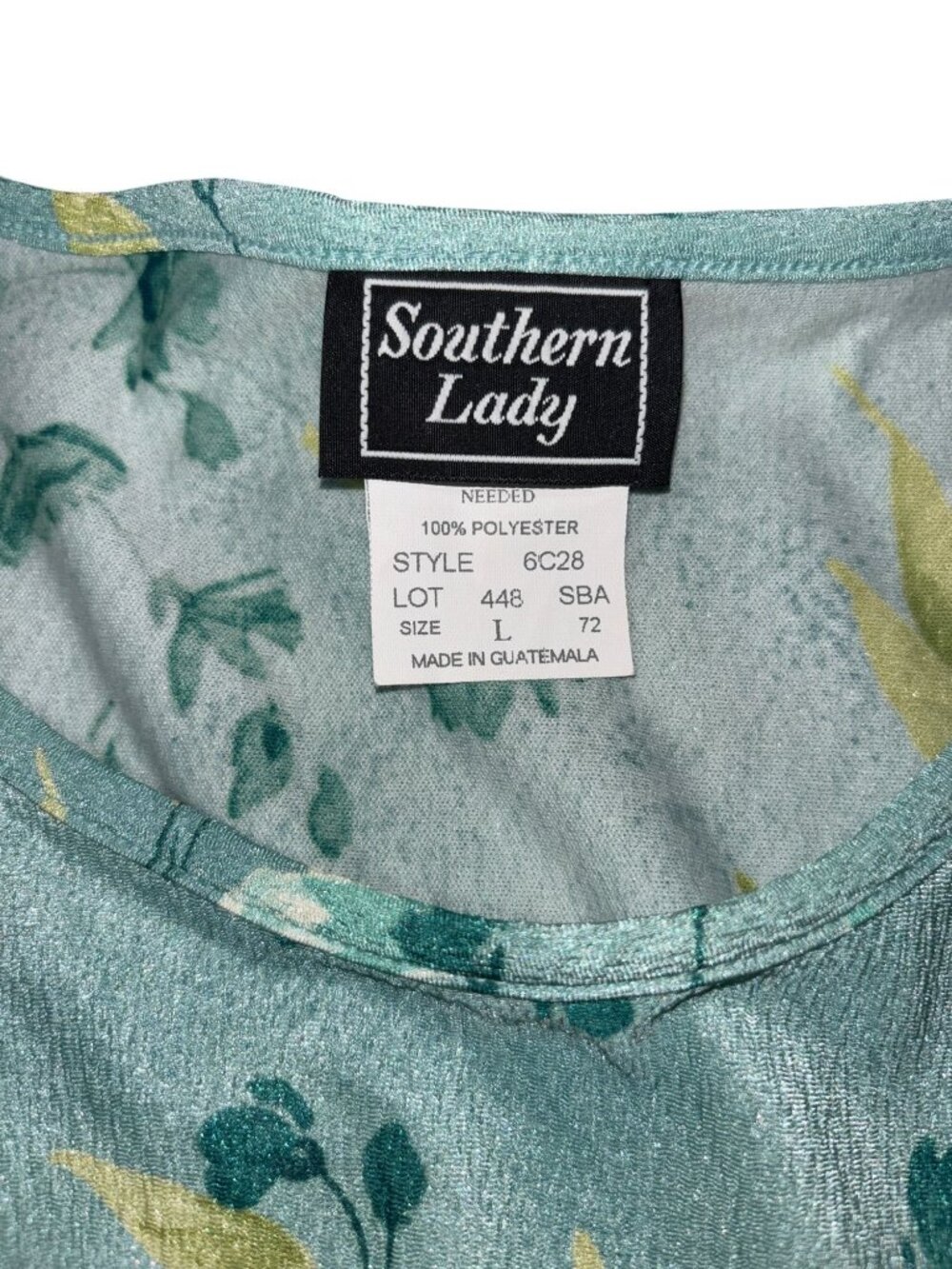 Southern Lady Large  Dress with Over Blouse Teal Floral - Picture 4 of 9